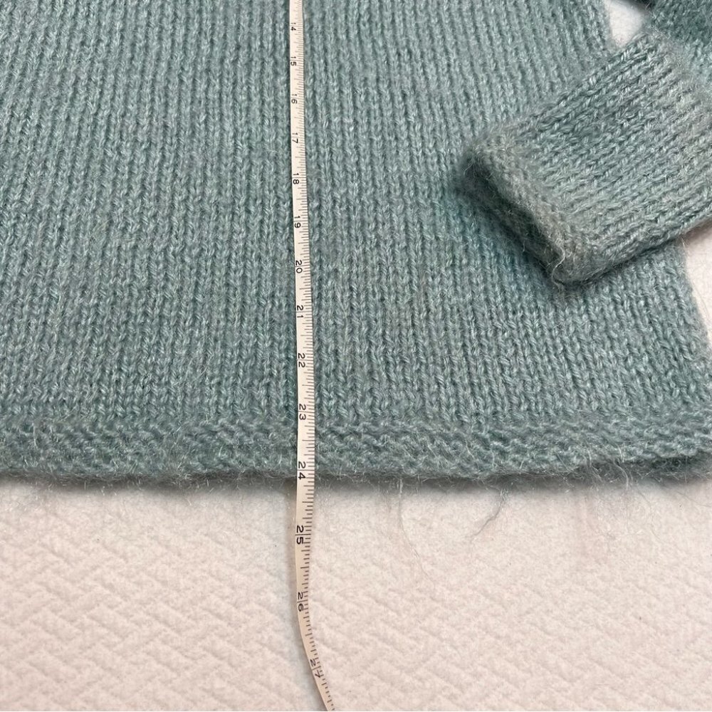 handmade Hand Crafted Blue Acrylic Rolled Neck Sweater Size S/M - Picture 7 of 8